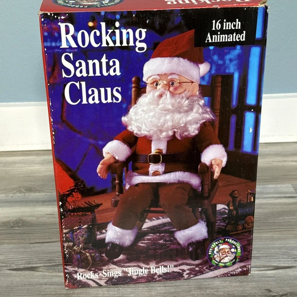 Gemmy North Pole‎ Productions Vtg 1991 Rocking Chair Santa Jingle Bells 13